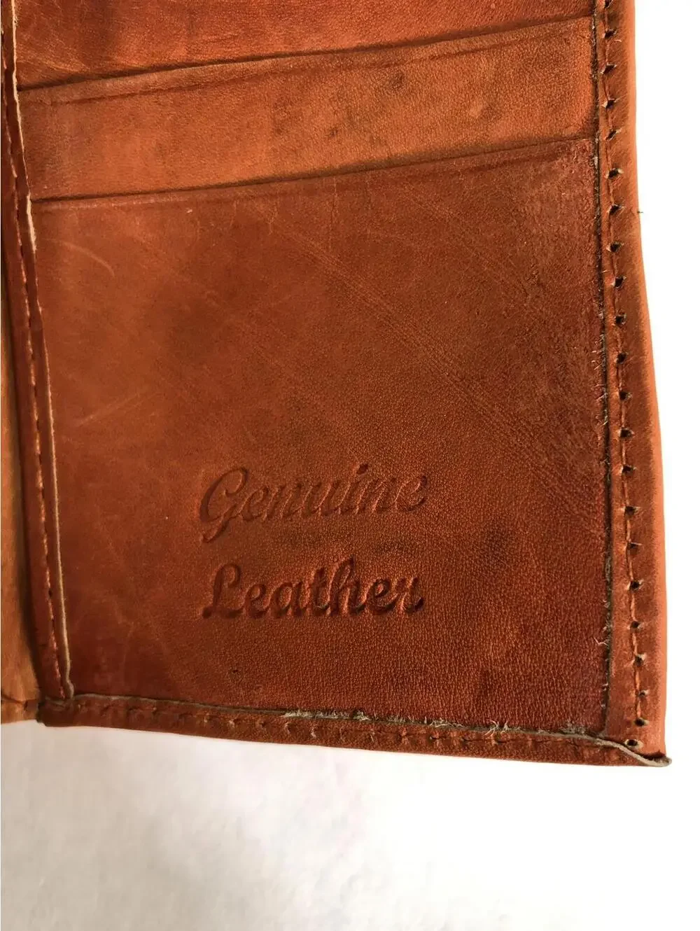 Genuine Leather Hand Made Tri-Fold Wallet Brown